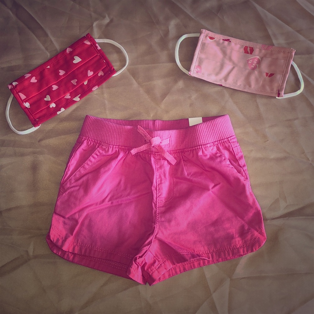 Little Girls Pink Shorts with Matching 💕 Mask